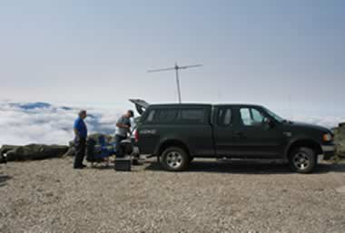 A small 2M yagi is used for liason while setting up