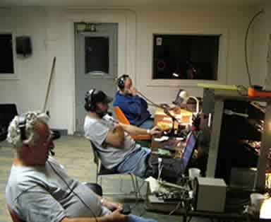 When conditions fade, calling CQ hypnotizes the team. Here we have Henry/KT1J, Bob/WE1P, and Paul/K1PJM.
